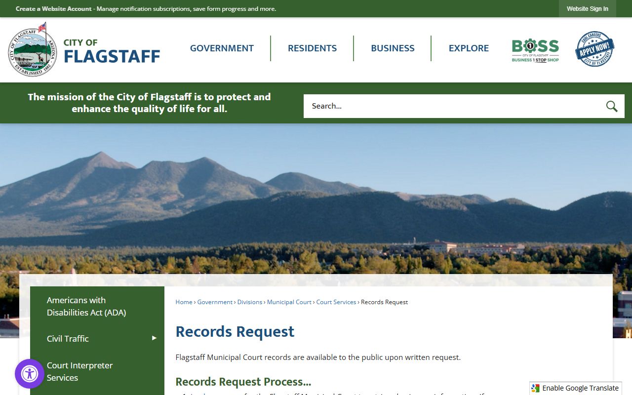Flagstaff records request information
