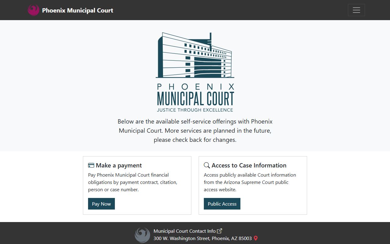 Phoenix Municipal Court online payment portal