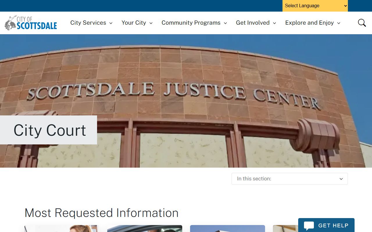 Scottsdale City Court main page
