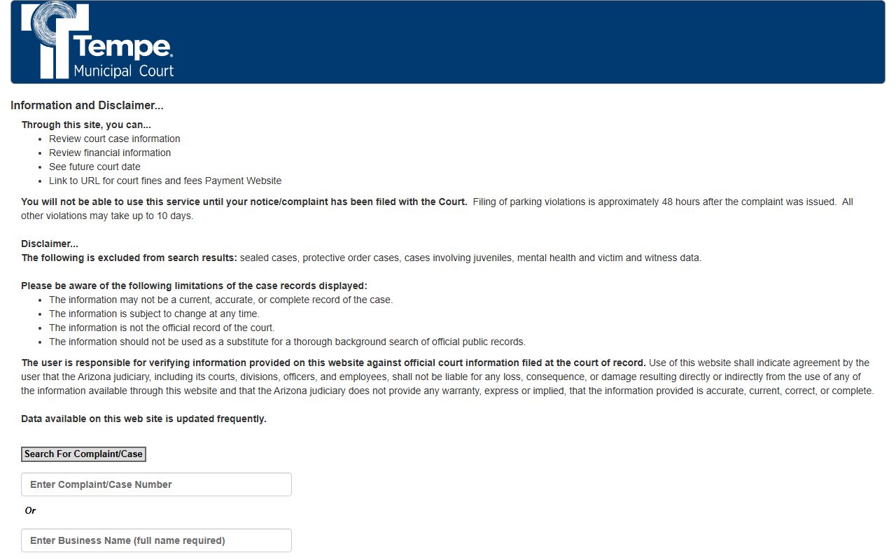 Tempe case information database