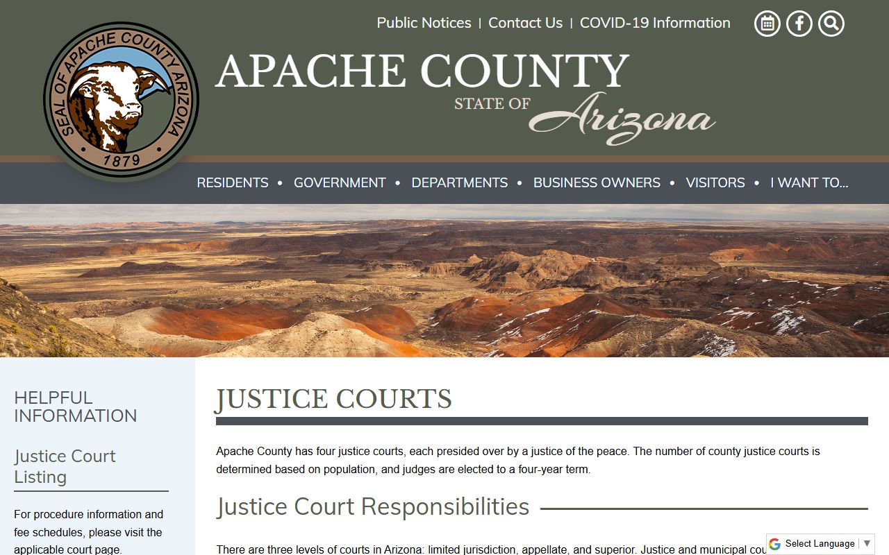 Apache County Justice Courts main page