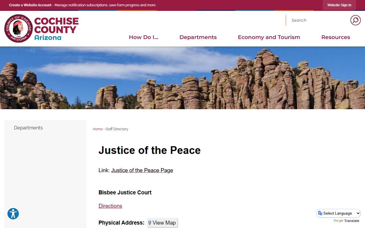 Cochise County Justice Court staff directory