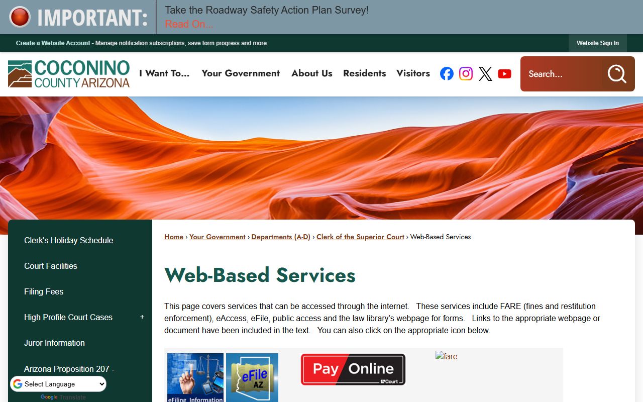 Coconino County web-based services portal