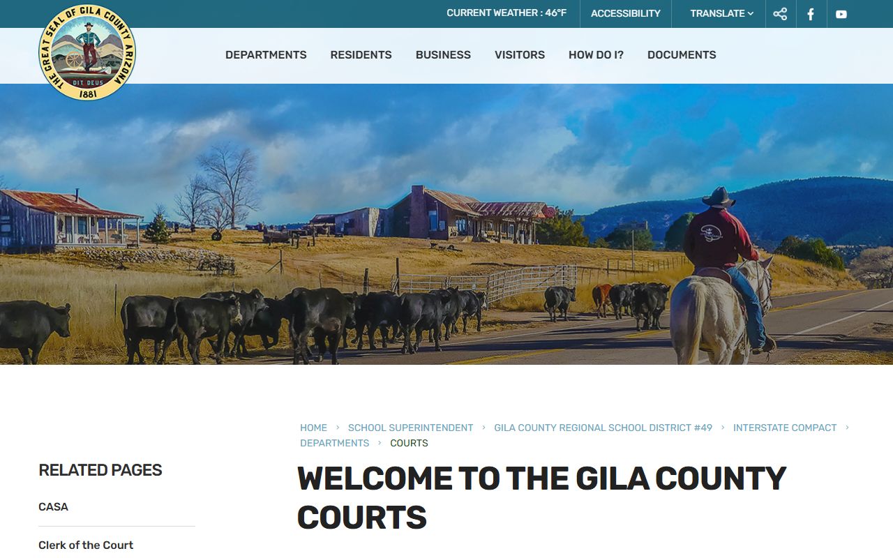 Gila County courts main page