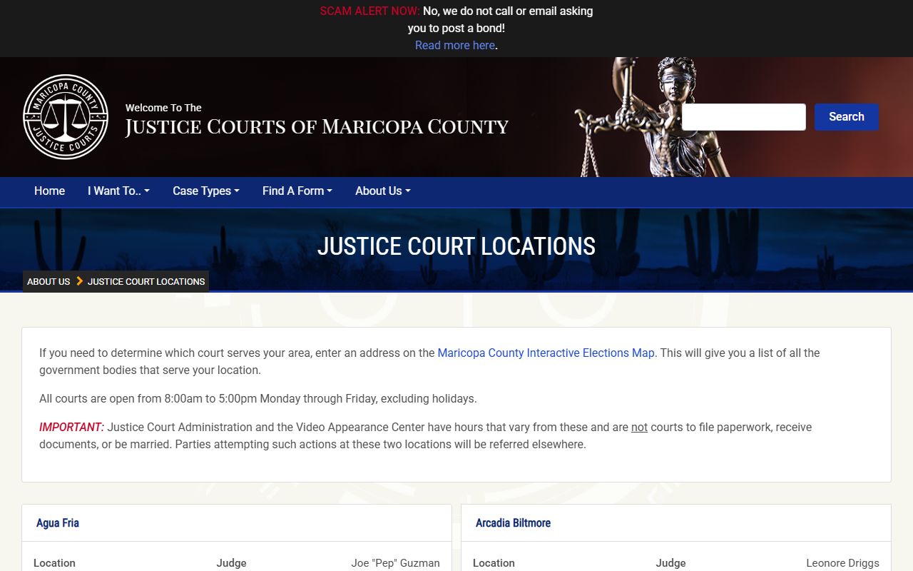 Maricopa County Justice Court locations directory