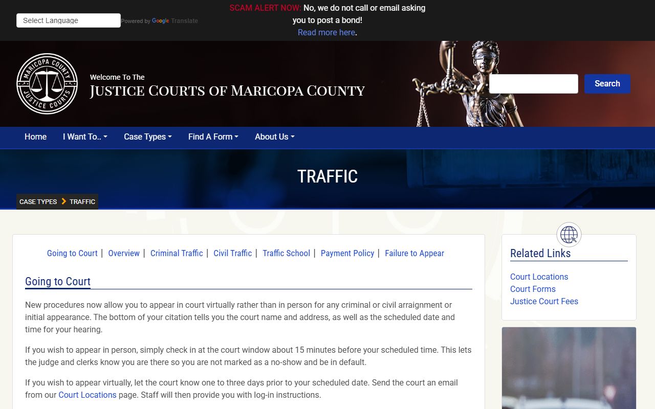 Maricopa County traffic cases information
