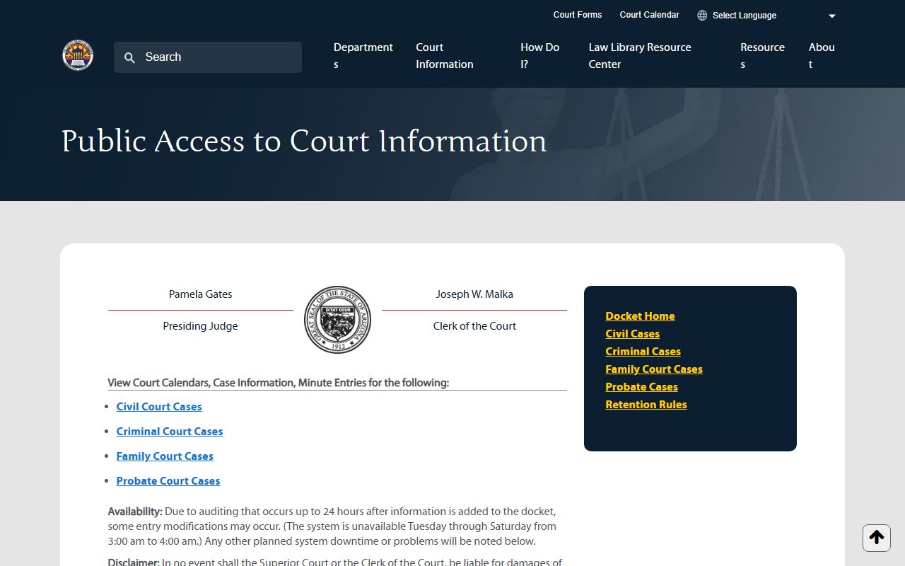 Maricopa County Superior Court docket search
