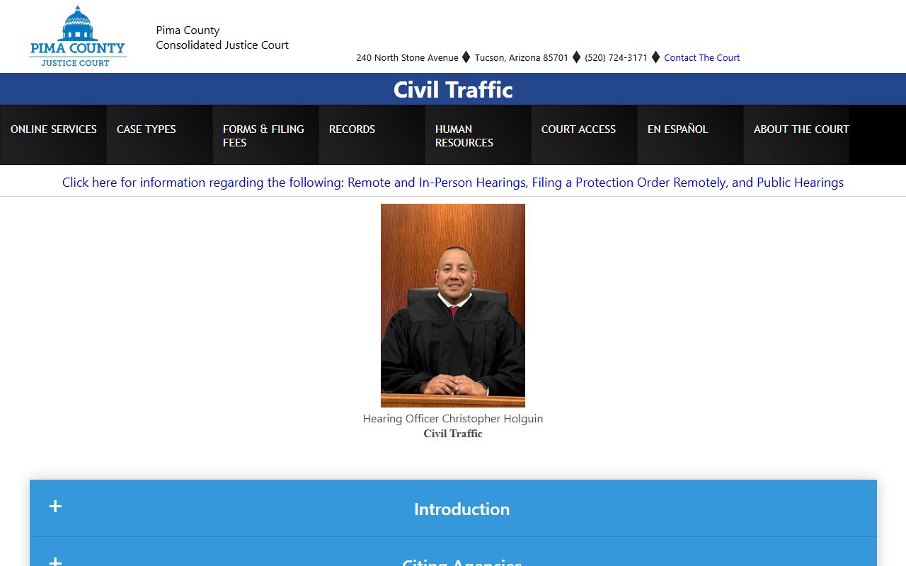 Pima County civil traffic information