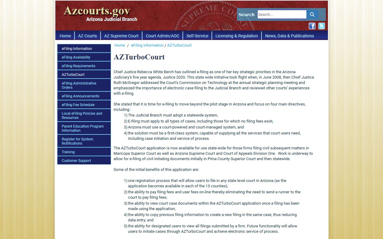 AZTurboCourt electronic filing system